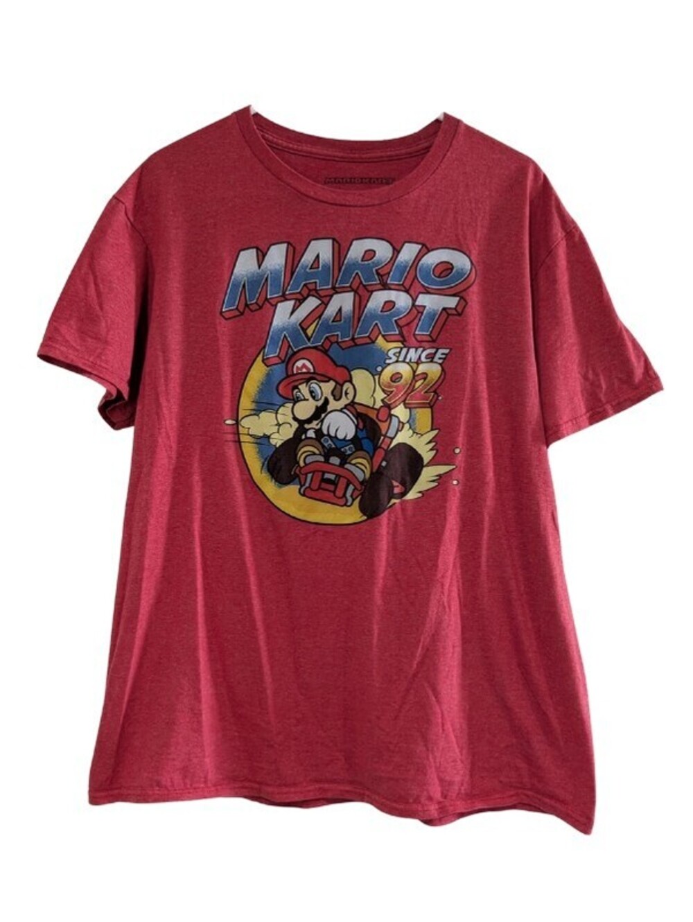 Nintendo Men's Mario Kart Since 92 Retro Graphic Tee, Heathered Red, Large